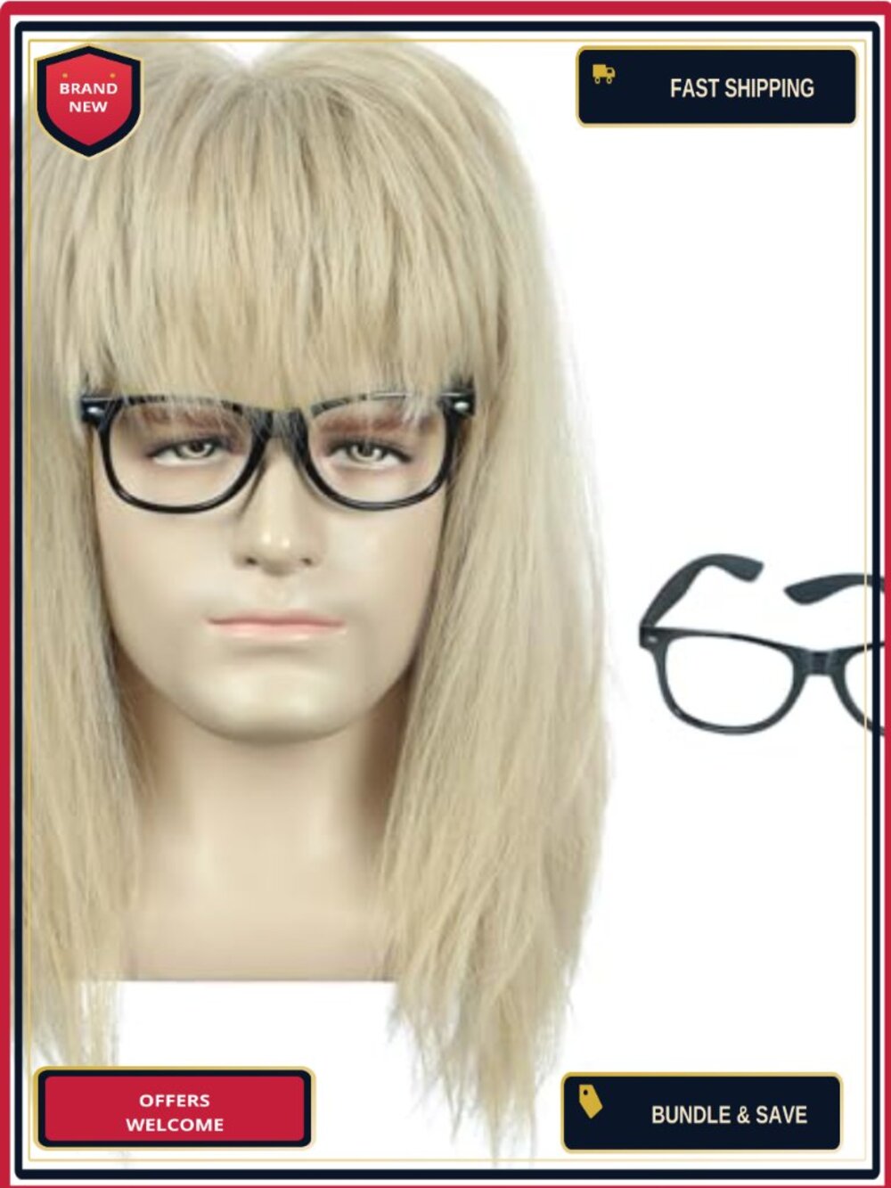 Adult Blonde Mullet Wig Heat Resistant Synthetic Fiber Cosplay